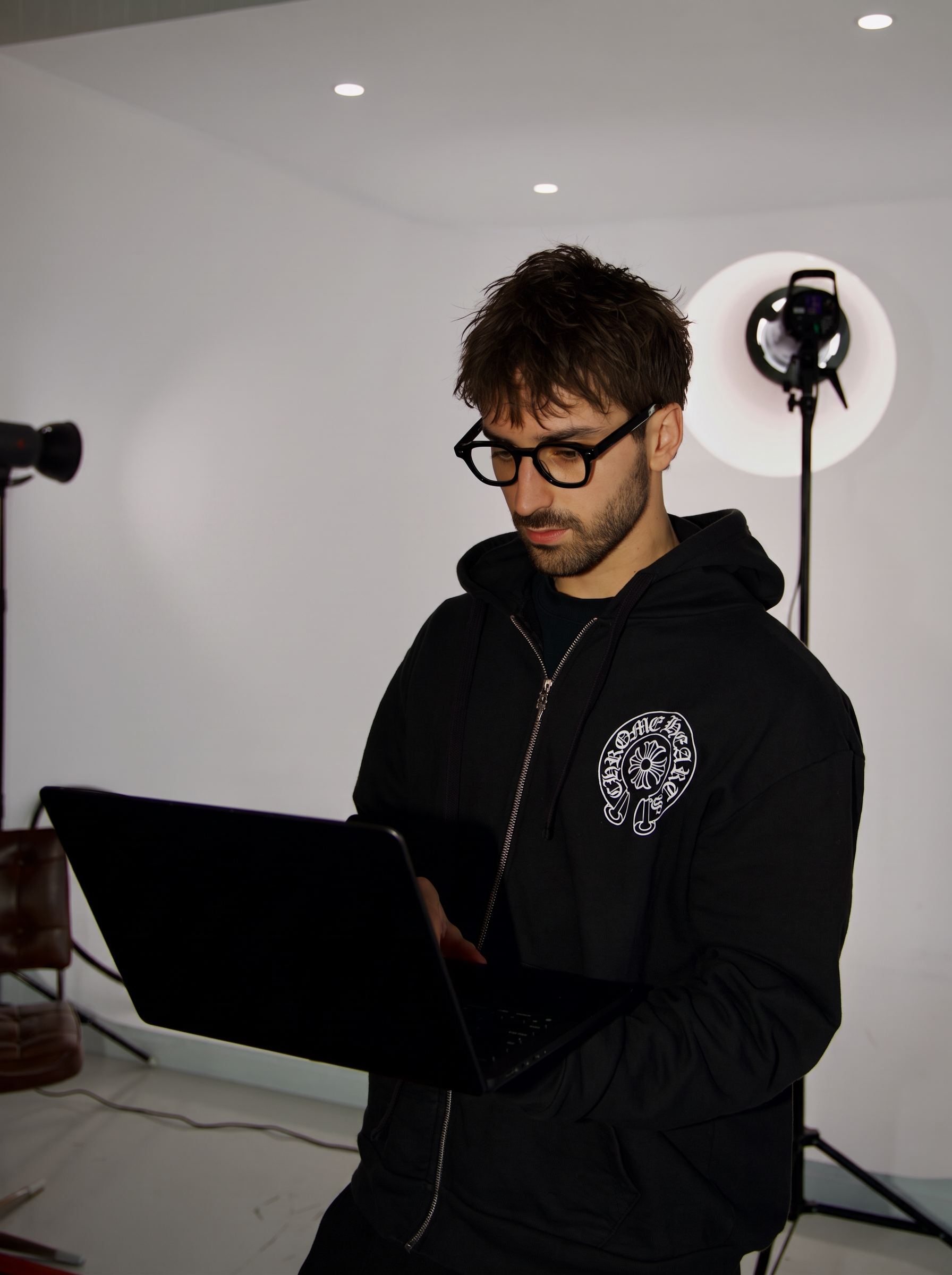 Josh Locchi filming on set